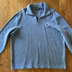 Polo Ralph Lauren Men Size XL Blue Cotton Quarter Zip Pullover Sweater